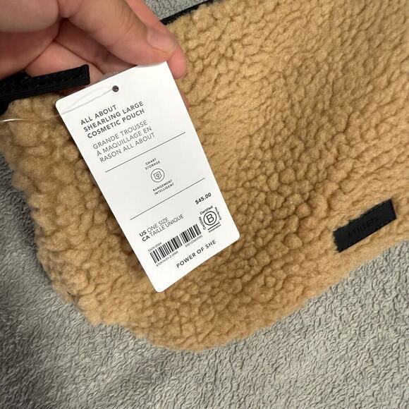 Athleta All About Shearling Large Cosmetic Bag, Brown - Picture 4 of 4